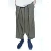Calça masculina KAPITAL perna larga 2024 verão moda de rua plissada solta grande casual de algodão cintura elástica para mulheres