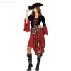 Traje do tema Ataullah Feminino Piratas do Caribe Capitão Come Halloween Role Playing Terno Cosplay Medoeval Gótico Fantasia Mulher Vestido DW004 L230804