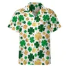 Chemises décontractées pour hommes St Patrick's Day Blouses Male Lucky Gold Green Four Leaf Clover Shamrock Summer Nouveauté Oversize Beach Shirt Gift