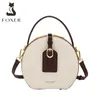 Borse da sera FOXER Borsa a tracolla tonda elegante da donna Spalla in pelle spaccata Lady Design Messenger circolare con cerniera Borsette da donna 230804