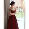 Etniska kläder Yourqipao Wine Red Wedding Toast Summer Bride Engagement Evening Dress Chinese Party Vestidos de Mujer 2023