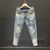 Hommes Jeans Trous Jeans Hommes Et Femmes Été 2022 Taille Haute Mince Couleur Lâche Droite Denim Cheville Longueur Sarouel Hommes Et Femmes Jeans J230806