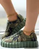 Chaussures habillées femmes chaussures chaussures décontractées bout rond vêtements de sport Camouflage impression plate-forme à lacets toile baskets J230806