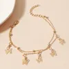 Charme or strass papillon pendentif cheville Bracelet Double couche pied chaîne pour femmes été plage bijoux accessoires