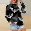 Women's Sweaters Athletic Jacket With Hood Women Long Sleeve Halloween Print Round Neck Casual Sweater Leopard Tops