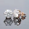 Wholesale Price Custom 925 Sterling Silver Gold Plated White 5.0mm Round Moissanite Stud Earrings for Ladies