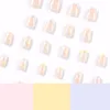 False Nails 24pcs Short Length Flowers Fake Reusable Yellow Pink Purple Full Cover Nail Tips Press On Girl