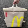Dessin animé nouveau drôle mignon frites sacs d'emballage étudiant femme cartable toile sac à dos grande capacité sac de messager sacs à main
