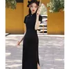 Ethnische Kleidung Chinesisches Kleid Qipao Moderne Frauen Schwarz Schlank Lang Cheongsam Traditionelle Harajuku Hanfu Robe Orientale Vintage Vestido Mujer