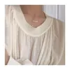 Kedjor 925 Sterling Silver med 14K Gold Balance Faux Pearl Necklace Women smycken Runway Gown Hiphop Rare Glam Japan Korean Fashion