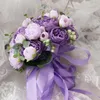 Fleurs décoratives Artificielles Poney Violet Bouquet de la mariée Mix Couleur Glamorous Wedding Boquet Sposa