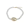 Choker 2023 Summer Imitation Pearl Shell Necklace For Women Short Elegant Charm Fashion Collar Chain Jewel Neck Rese Present
