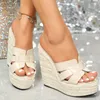 Sandalen Twine Weven Wedge Dames Zomer Designer Licht Open Teen Casual Hoge Hak Slippers Platform Schoenen