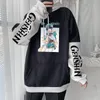 Herr hoodies kawaii genshin påverkar Green Barbatos grafiska tryckta kvinnor harajuku vintage anime tecknad huva tröjor