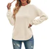 女性用セーターロングバルーンスリーブクルーネックセータートップスニットソフトプルオーバージャンパーコットンスウェットシャツクォータージップボーイズ