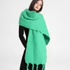 Scarves 2023 Fashion Green Mohair Women Winter Scarf Thicked Warm Shawls Wrap Long Tassel Blanket Hijab Stole Bufanda Mujer