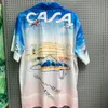 Chemises décontractées pour hommes Summer Casablanca Shirt Set Collection Green Wave Twill Full Print Tops à manches courtes Causal Loose Hawaiian Shirt pour hommes femmes 230804