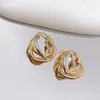 Hoopörhängen Vojefen 18K Gold Hoops smycken Kvinnor AU750 Tricolor Charms Hypoallergen öronrundan för tonårsmycken trend