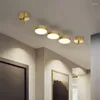 Taklampor Nordiska kreativa LED -lampor 12W 20W Modern Simple 2/3 Heads Brass Lighting Fixtures For Hallway Balkony Worchroom Decor