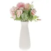Fleurs décoratives Fleur 3 Tête Rose Eucalyptus Vase Faux Réaliste Bouquet Soie Tissu Artificielle Mariée