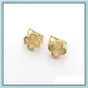 Earrings Beads Luxury Designer Screw Back Fourleaf Clover Cleef Womens Fashion 18K Gold Earring Jewelry Drop Delivery Home Garden Ar Dhhus