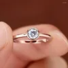 Pierścienie klastra zaręczyny Moissanite 5 mm D Round Solitaire Diamond Real 925 Srebrny różowe złoto biżuteria ślubna damska