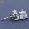 Zuanfa Jewelry Princess Cut Cut High Quality Moissaniteダイヤモンド925スターリングシルバースクリューバックスタッドヒップホップイヤリング