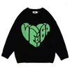 Męskie swetry męskie SWEATER ZAMIENIONY SWETER Black Loose Love Flocking Druku