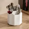 Förvaringslådor 360 ° roterande skrivbordsorganisatör för kvinnor hemmakeup borstar innehavare läppstift kosmetik smink penna case container