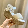 Designer Women Starboard Wedge Sandals Fashion Sandals Straw Shoe Open Toe Platform Shoes 20 Color Wedge Shoe Straw Bottom With Box 35-41