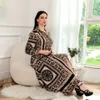 Middle Eastern Dress Womens Muslims Style Print Long Sleeved