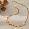 Hänghalsband 18k Real Gold Plated Waterproof Anti-B-blekande rostfritt stål ovala damer nisch design halsband smycken tillbehör