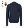 Велосипедные рубашки Tops Risesbik Pro Race Fit Thermal Fleece Bike Jacket Mens Cycling Jersey Long Entever Clothing Lightweight 230804