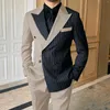 Costumes pour hommes Casual Two Piece Splice Contrast Suit Business Dress Wedding Ceremony Clothing