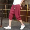 Calças masculinas estilo chinês Harem Men 2023 na panturrilha Joggers Streetwear Casual Beach Linen Shorts Sweatpants For