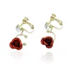 Collier Boucles D'oreilles Ensemble Tête Pièce Couronne Coiffe Pographie Outil Bijoux De Mariage Rose Fleur Cristal Mariée Bandeau Boucle D'oreille Perle Rouge