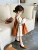 Girl's Dresses 3888C Girl Dress 2022 Autumn Winter New Korean Girl's Dress Retro Cottonlinen Embroidered Bib Skirt Or Princess Dress x0806