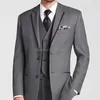 Men's Suits Gray Business Wedding Tuxedo For Groom 3 Piece Custom Man With Pants Male Fashion Costume Jacket Waistcoat