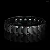 Link Bracelets 12mm Width Mens Jewelry Tungsten Links For Men High Polished Inlay Magnetic Stones Silver/Black Colors Length 20.5/22