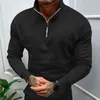 Men's Hoodies Stand Collar Men Top Zip Half-open Neckline Sweater Stylish Winter Pullover Warm Slim Fit Soft For Comfort