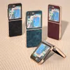 luxe retro antislip lederen vogue telefoonhoes voor samsung galaxy vouwen z flip5 flip3 flip4 5g duurzaam slank volledig beschermend zachte bumper effen kleur vouw shell