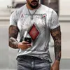 T-shirt da uomo 2023 T-shirt da uomo Harajuku T-shirt da uomo Fashion Stampa di carte da poker Manica corta Casual O-Collo Maschile Top Estate Streetwear