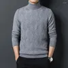 メンズセーターメンズハイカラーウールカシミアニット服秋のファッション格子縞の男性純粋なタートルネックジャンパー