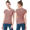 LulLu-212 Yoga-Kleid, einfarbig, T-Shirt, T-Shirt, sexy, schnell trocknend, Tanzreim, Fitnessstudio, Übung, Morgenlauf, Rundhalsausschnitt, kurzärmelig, TS Original