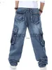 Jeans Masculino Jeans Masculino Jeans Baggy Hip Hop Jeans Cargo Skate de Vários Bolsos Para Homens Joggers Táticos Calças Denim Tamanho 38-46 J230806