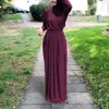 Muslim Womens Dress Middle Eastern Long Sleeves Pure Color Large Robe