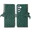 Magnetiskt äkta läderfoliotelefonfodral för iPhone 14 13 Pro Max Samsung Galaxy S23 Ultra S22 A25 A54 5G Google Pixel 8 8Pro 7A Sony Xperia 1 5 10 Ostrich Wallet Shell