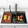 Lavello da cucina a cascata in acciaio inossidabile Nano 304 Grande slot singolo sopra il rubinetto a cascata per il rinnovamento della cucina Lavello da cucina