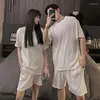 Мужские спортивные костюмы 2024 Пая пижамы для мужчин и женщин Лето чистый хлопок с коротким рукавом премиум