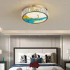 Avizeler Dimmabable LED Vitray Yuvarlak Avizesi 2023 Tavan Ev Dekor Yüzük Işıkları Yatak Odası için Altın Post-Modern Asma Lambalar